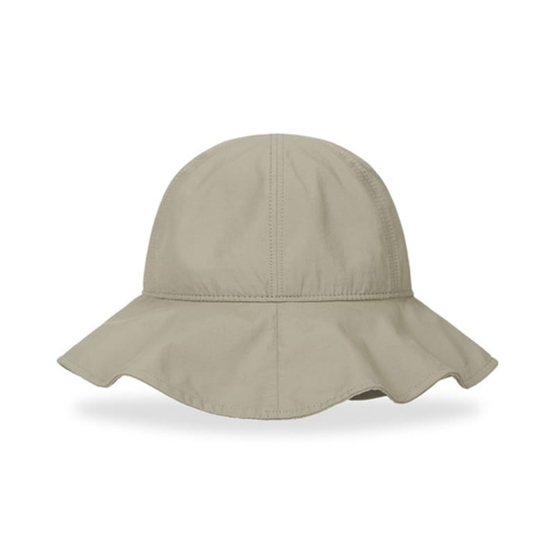 VARZAR VA Curved Logo Round Frill Bucket Hat Beige