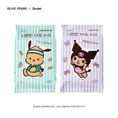[Sanrio Limited] Sikmulnara Cooling Deo Tissue 15 Sheets – Random 1 of Kuromi / Pochacco