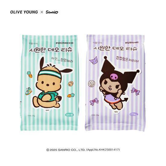 

[Sanrio Limited] Охлаждающие дезодорирующие салфетки Sikmulnara 15 шт. – Случайный 1 из Куроми / Почакко