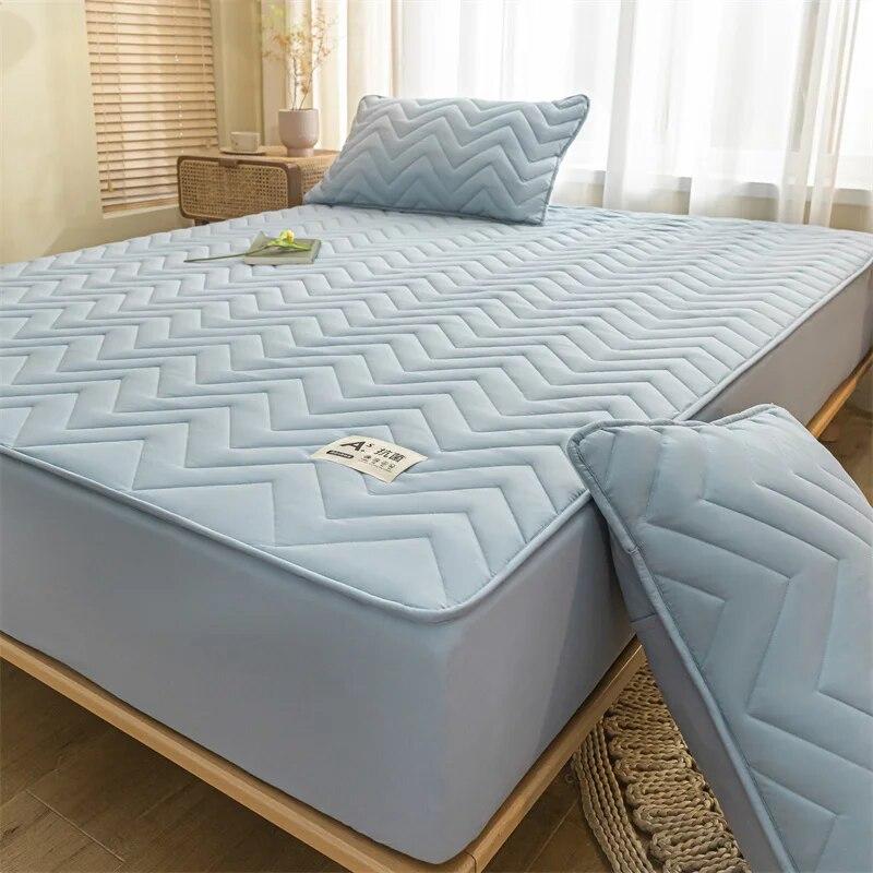 Thicken Mattress Cover Cotton Quilted Bed Cover Anti-bacterial Mattress Protector Topper Pad Soft Fitted Sheets Thick Bed Linens