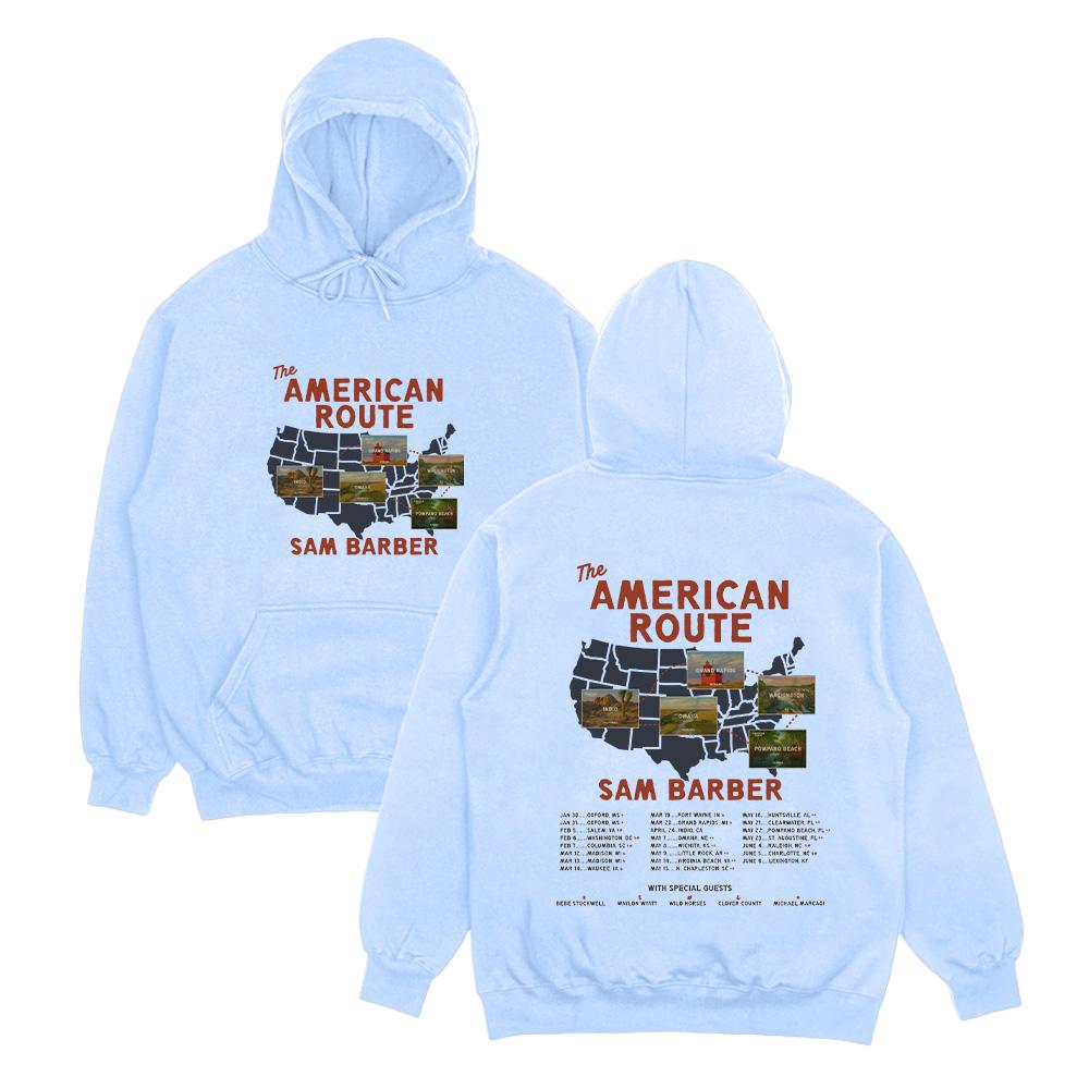 

Сем Барбер American Route Tour 2026 Худі Музичний З Довгим Рукавом Пуловер Осінь Зима Мода Повсякденний Одяг Жінки Чоловіки Толстовка XS світло-синій колір