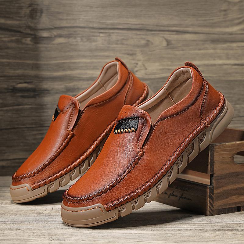 New Soft Men Loafers Slip On Leather Casual Shoes For Men Moccasins Plus Size 39-48 Flats Sneakers Men Handmade Design Man Shoes