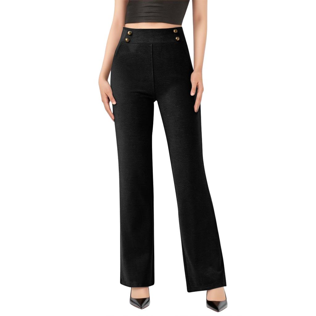 Women's Wide Leg Pants High Waist Stretch Work Pants Business Casual Pants Pockets