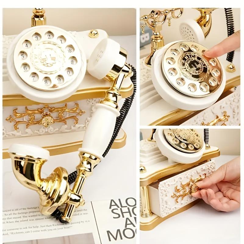 Vintage Rotary Telephone Music Box with 8 Melodies Non-Electric Wind-Up Mechanism Home Office Retro Decor Birthday Gift for Him