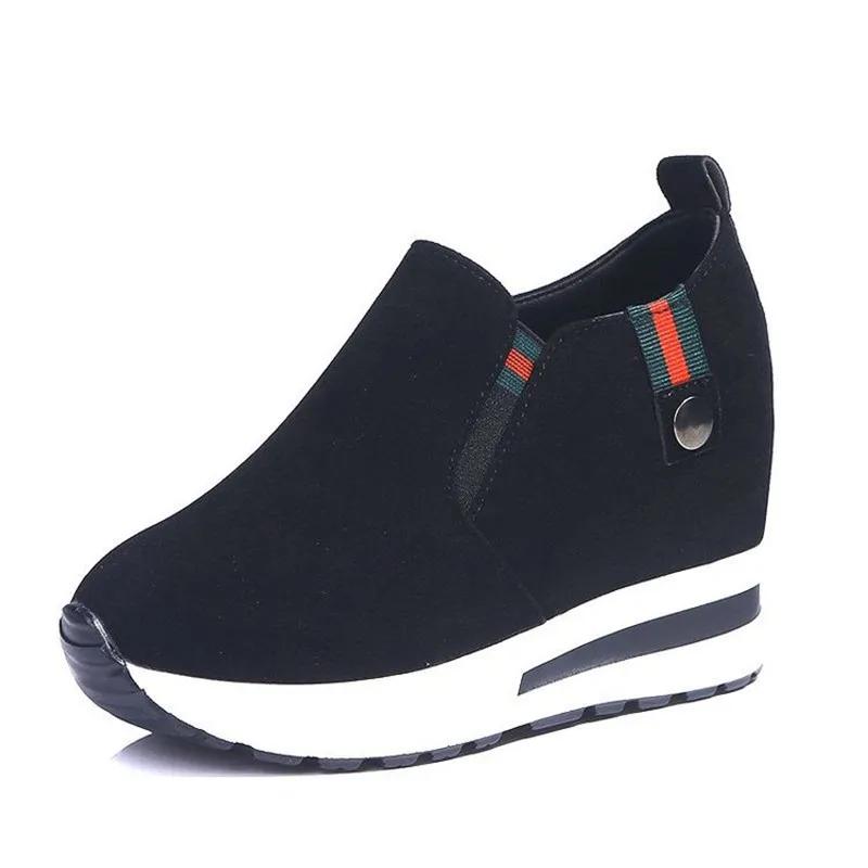 comemore 2025 New Woman Sneakers Casual Thick-soled Shoes Breathable Increased Shoes Ladies Casual Black Female Sports Shoes