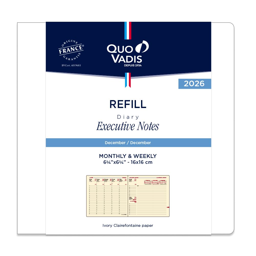 

QUOVADIS 2026 Executive Notebook Refill Weekly Vertical Square 16x16cm qv906rech-pe