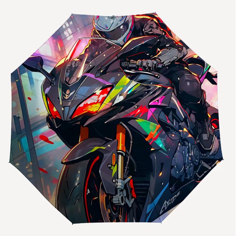 1PC Motorcycle Rider Umbrella-8-Rib Reinforced, Automatic Open, Lightweight & Durable, Cute Fashion Accessory for Outdoor, Beach, or Casual Use, Beach