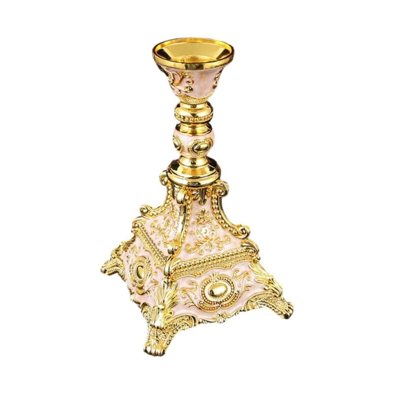 Zinc Alloy Taper Holders Elegant European Styles Metal Candlestick Stand Suitable For Family Gatherings