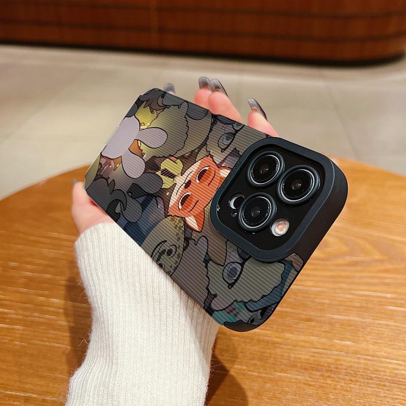 Vertical Grain Leather Cartoon Couple Nick Judy Zootopia Printed Soft Silicone Phone Case Back Cover with Camera Lens Full Protection for Samsung