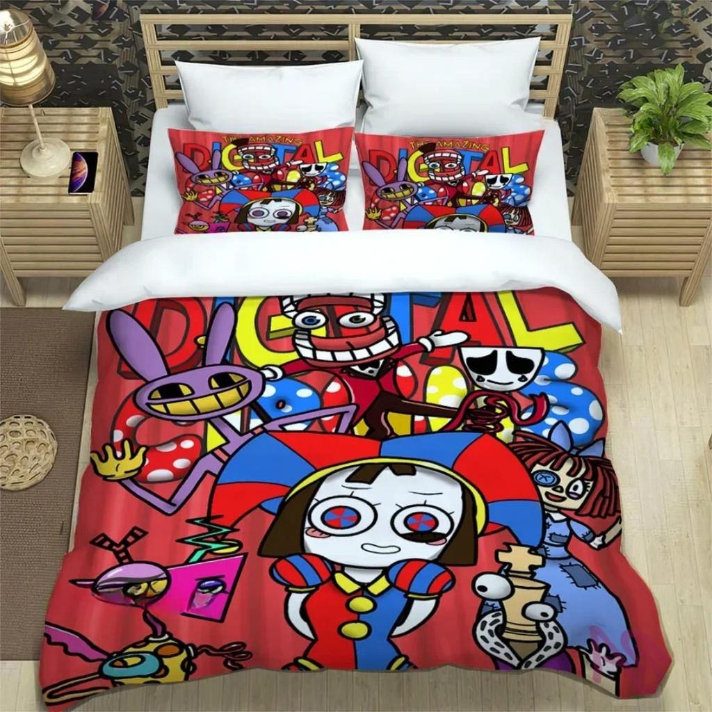 3D Print Digital Circus Bedding Sets Anime The Amazing Digital Circus Duvet Cover Set For Boys Girls Twin Queen King Size