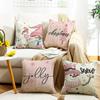 Winter Christmas Cushion Pillow Case Letter Print Pink Snowman Sofa Home Pillow