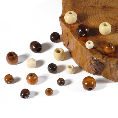 Large Coffee-Colored Wooden Beads for DIY Jewelry and Hairpin Accessories