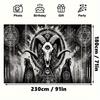 Gothic Infernal Goat Landscape Tapestry, Grunge Occult Symbol Geometry Wall Cloth, Cool Backdrop For Bedroom Home Space Indoor