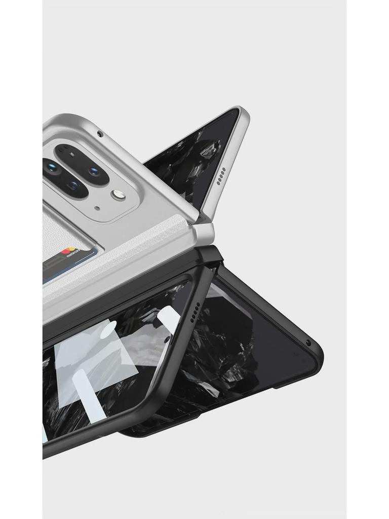 Magnetic Card Holder Case for Google Pixel Fold2: Stylish Folding Phone Cover with Side Pocket & Stand