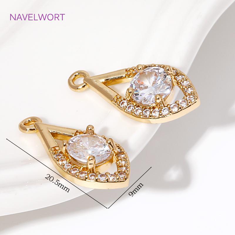 2/4Pcs Brass Leaf Charms 18K Gold Plated Charms Connector,Inlaid Zircon Leaf Charms Pendants For Jewelry,DIY Jewelry Material