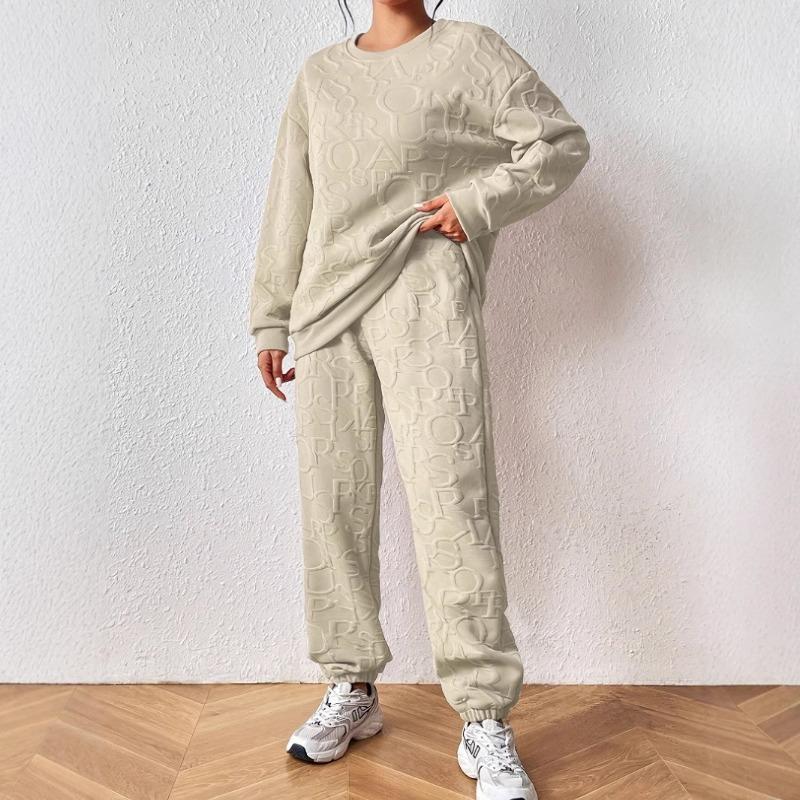 

DAFIFY Женская Мода Повседневный Весенне-Осенний Однотонный Принт С Длинным Рукавом О-образный Вырез Брюки Костюмы XXL