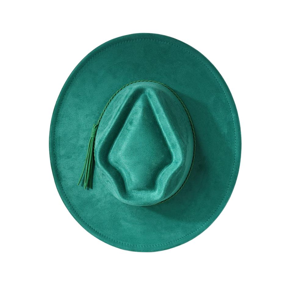 Retro Arrow Top Vegan Suede Hat 9Cm Wide Brim Fedora Hat For Women Men Bohemian Style Panama Hat Rancher Hat