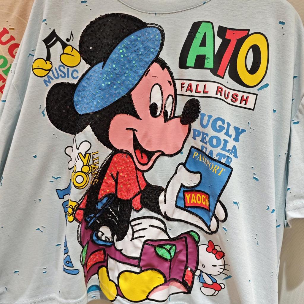 2026 Spring/Summer Plus Size Women's Cartoon T-shirt - Loose Short Sleeve, Trendy Fashion, European & American Style, Korean-Inspired.