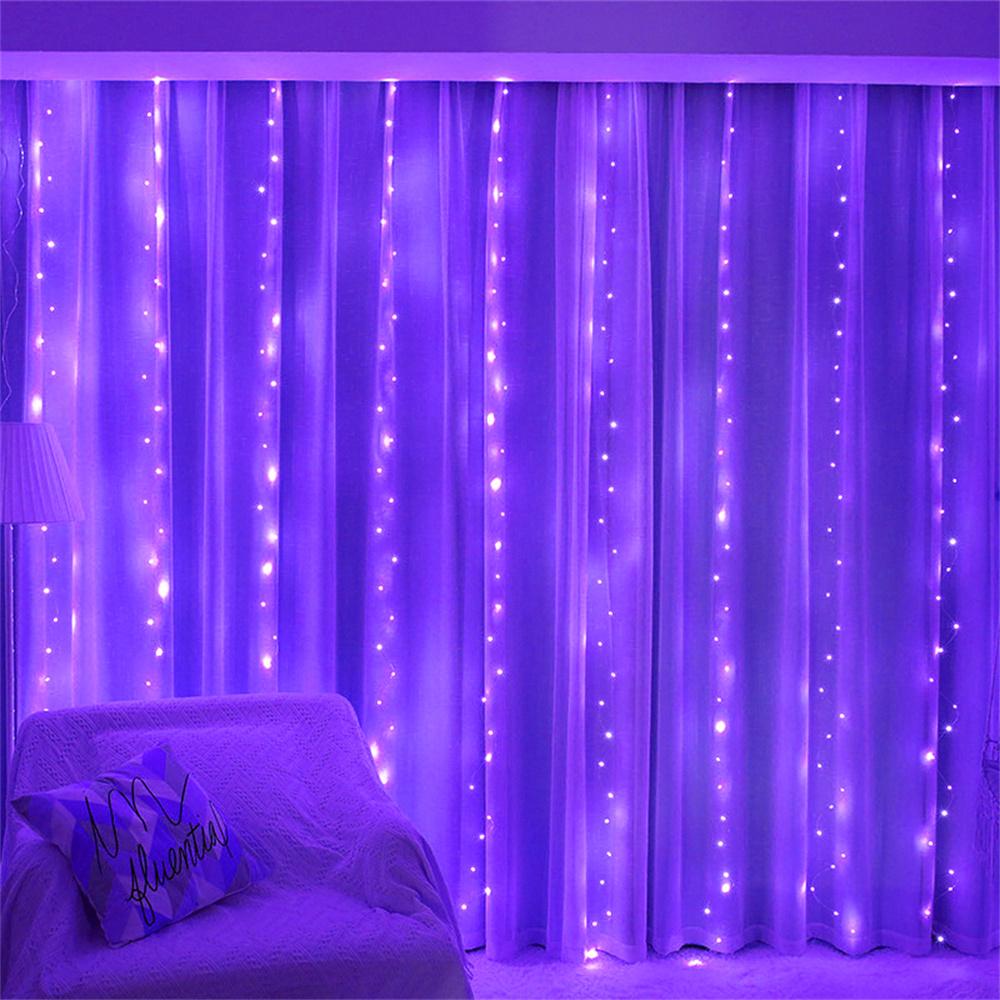 

Светодиодная гирлянда-штора 8 режимов USB пульт управления гирлянда феи нить свадебный рождественский декор для дома спальни новогодний светильник USB 3Mx1M 100LEDs