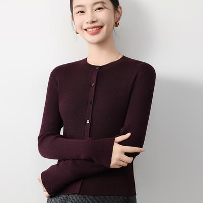 Herbst Damen Strickpullover Rundhals Cardigan Pullover