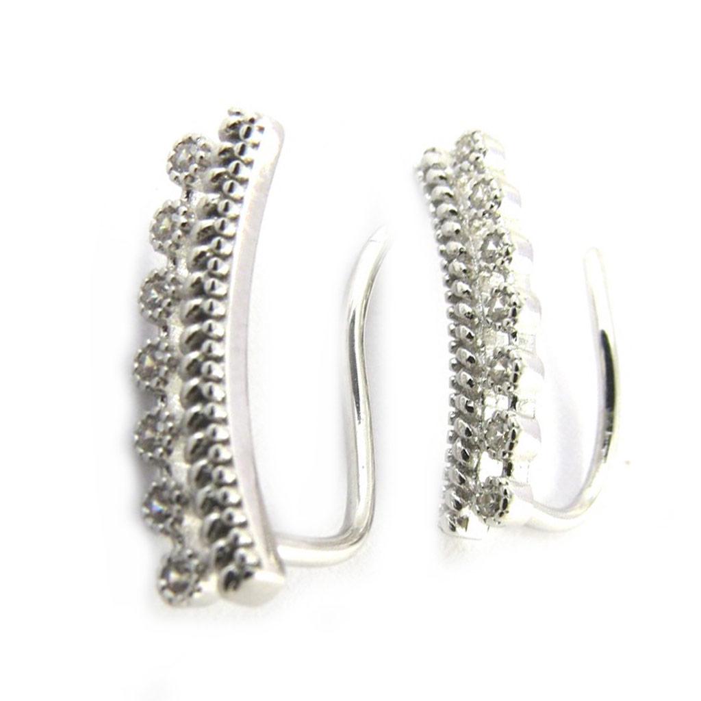 Les Trésors De Lily [M8713] - 'Sissi' White Silver (rhodium Plated) Earring Contours - 17x4 Mm