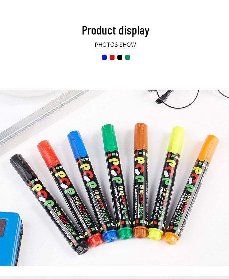 12-Color Kids' Creative Whiteboard Markers: Reusable, Wipeable, Ideal for Promotions & Projects