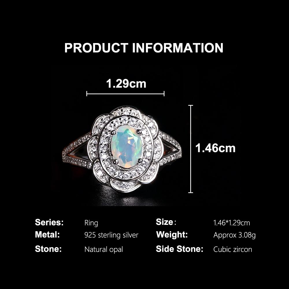 Precious Light luxury gemstone Natural opal October Birthstone Ring Earrings Necklace Set 925 silver fine jewelry gift for women
