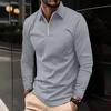 Koszula męska Moda z długim rękawem Jednolity kolor Męski top z klapami Miękki, oddychający sweter z mieszanki bawełny do codziennego noszenia