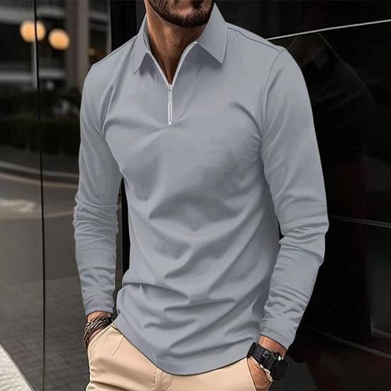 Herrenhemd, modisch, langärmelig, einfarbig, Herrenoberteil, Reversdesign, weicher, atmungsaktiver Pullover aus Baumwollmischung für den täglichen Gebrauch