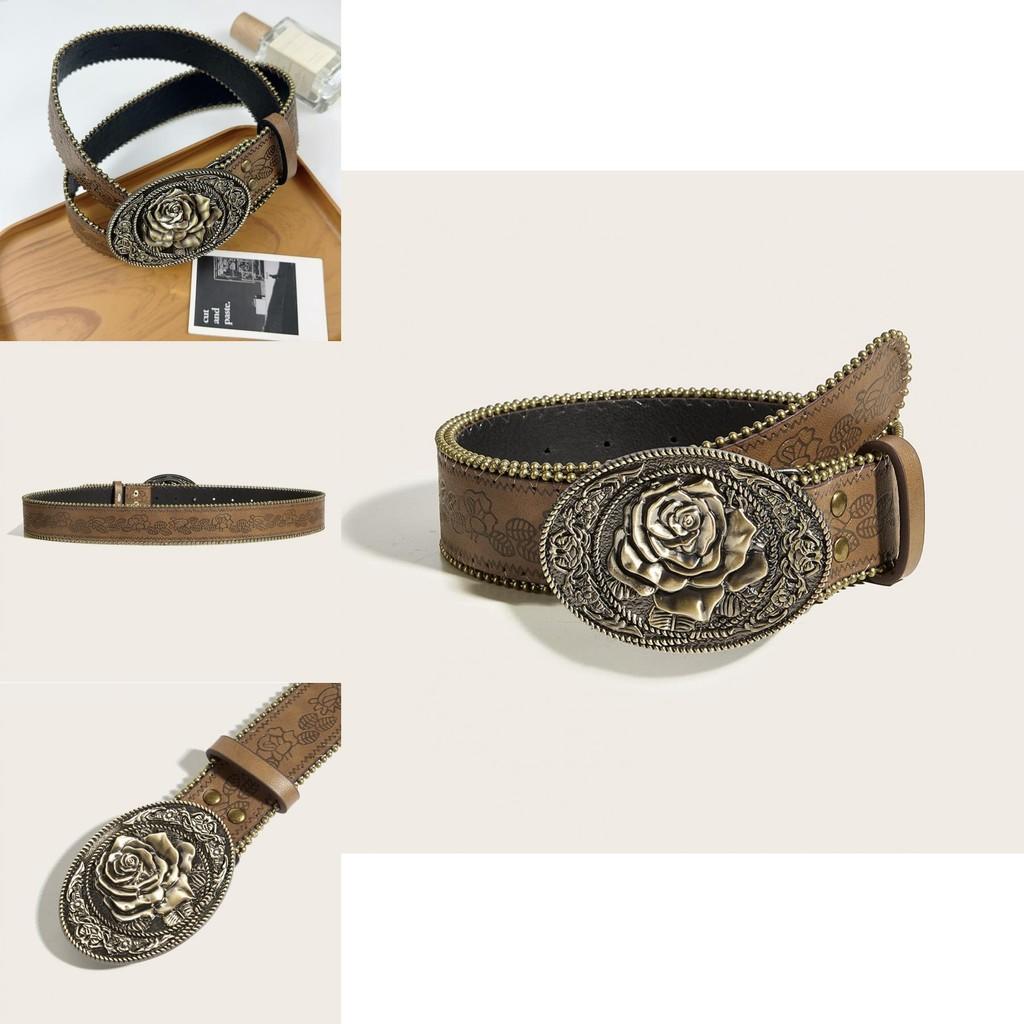 Punk Leather Belt With Alloy Buckle For Hip Hop Style Casual Wear