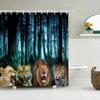 Animal Printing Fabric Bathroom Curtains Lion Tiger Elephant Leopard Deer Waterproof Shower Curtain With Hooks Decor Bath Screen