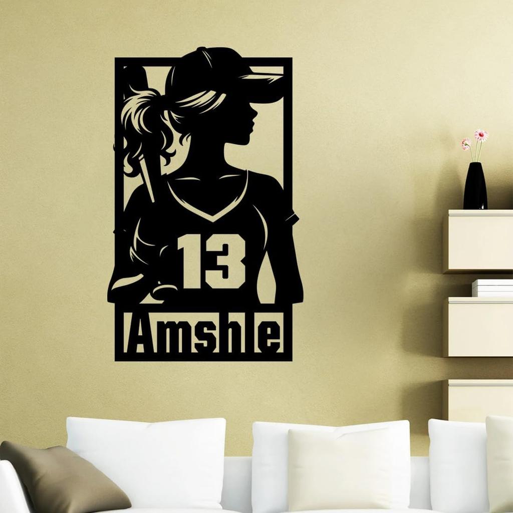 Personalized Baseball Player Wall Decal Custom Name Number Sports Wall Decal Sport Player Jersey Decal Sticker Gifts for Baseball Lover Decor for