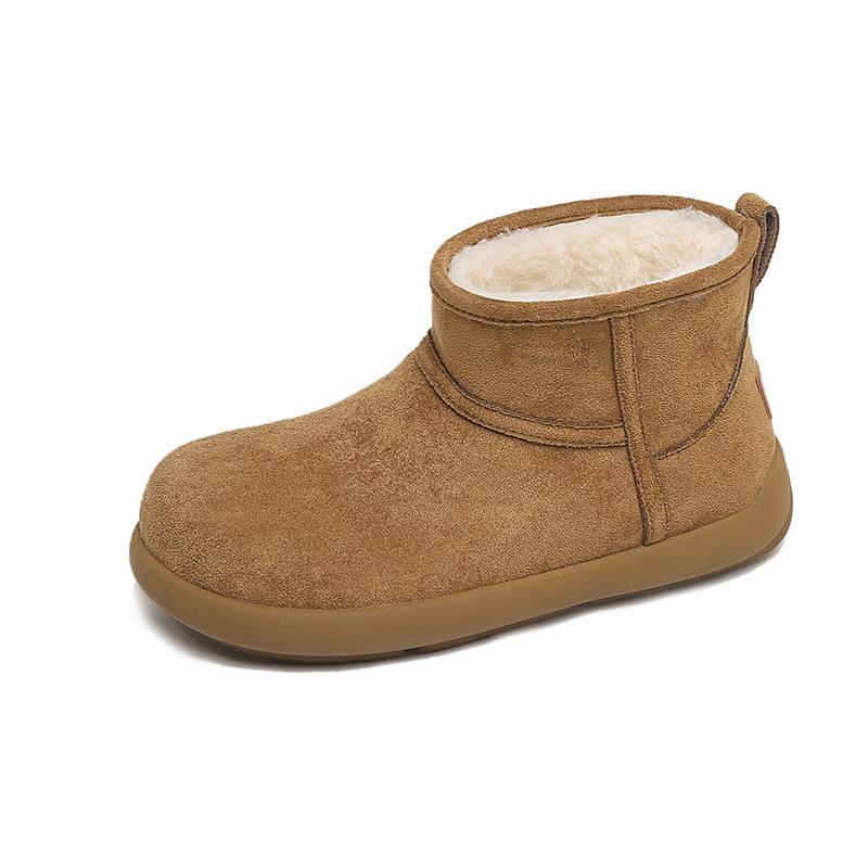 Women's thick bottom winter lightweight warm fur one plush snow boots non-slip wear-resistant casual sports cotton boots board shoes