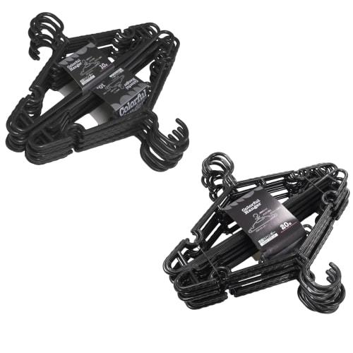 Bulk Purchase: Set of 20 Black Rotating Hook Hangers for Pants, Slacks, Ties, and Camisoles. Non-Slip Design for Space-Saving Clothing Storage. Mizuka