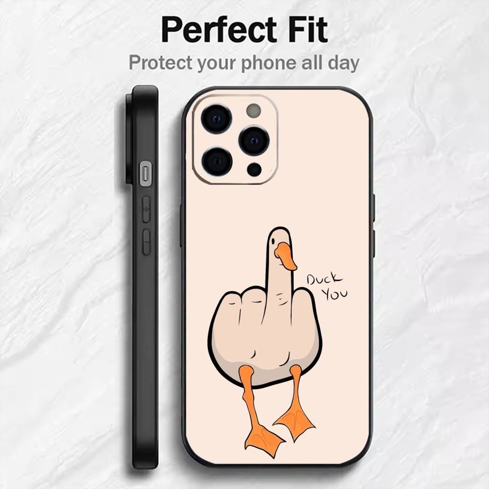 

C-Chaotic Duck And Goose Phone Case For iPhone17,16,15,14,13,12 Plus,Max Soft Silicone Black Cover iPhone12PROMAX