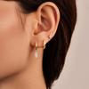 Sada 3 ks Trendy Zlatá Barva Čtvercový Zirkon Visací Náušnice Nerezová Ocel Kroucený Kruh Visací Náušnice Piercing do Chrupavky Šperky