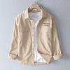 Men's Letter Print Long Sleeve Button Up Shirt Casual Loose Fit Pocket Design Workwear Style Top for Daily Wear