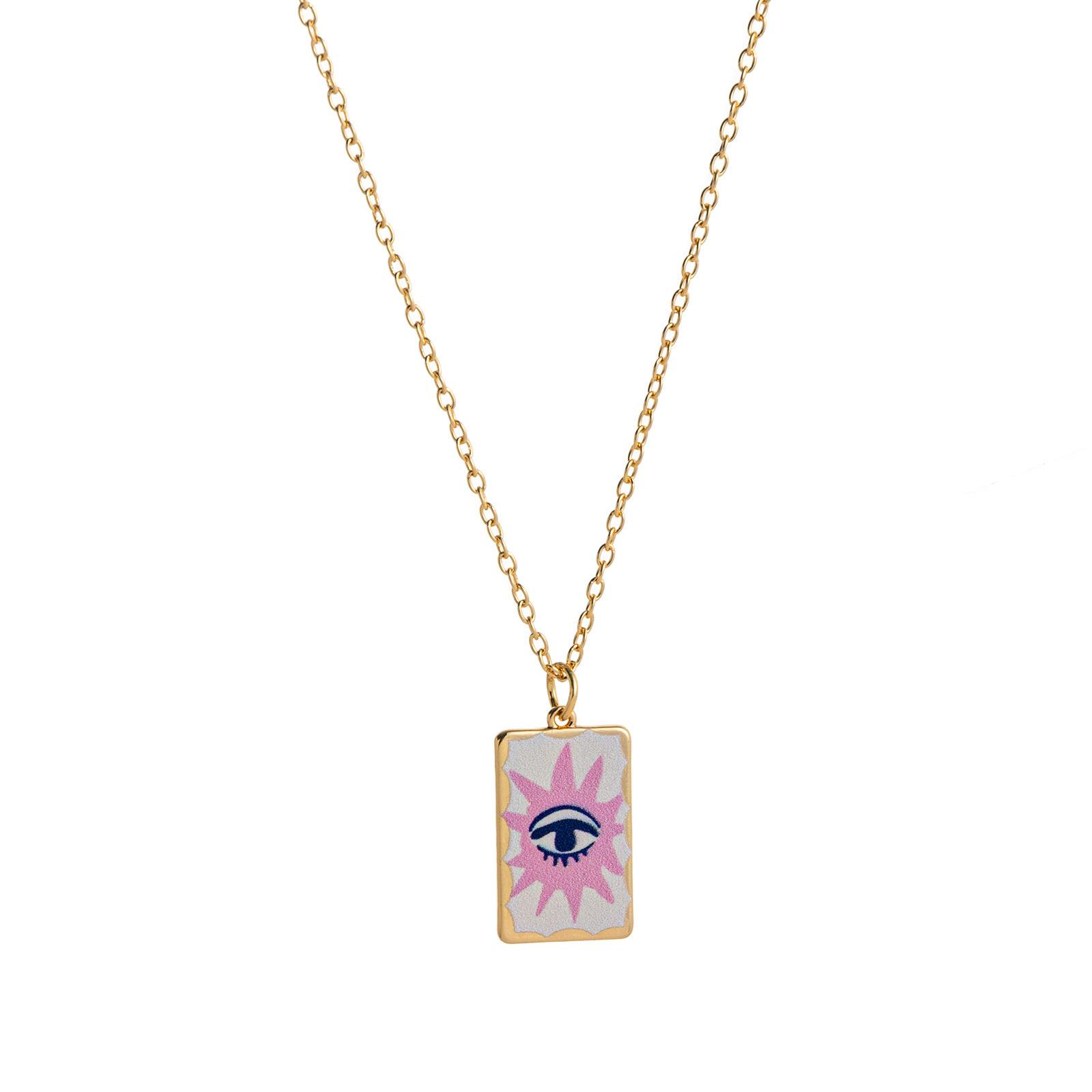 

Printed Necklace Copper Gold Plated Moon Butterfly Cow Colorful Vintage Dopamine Jewelry