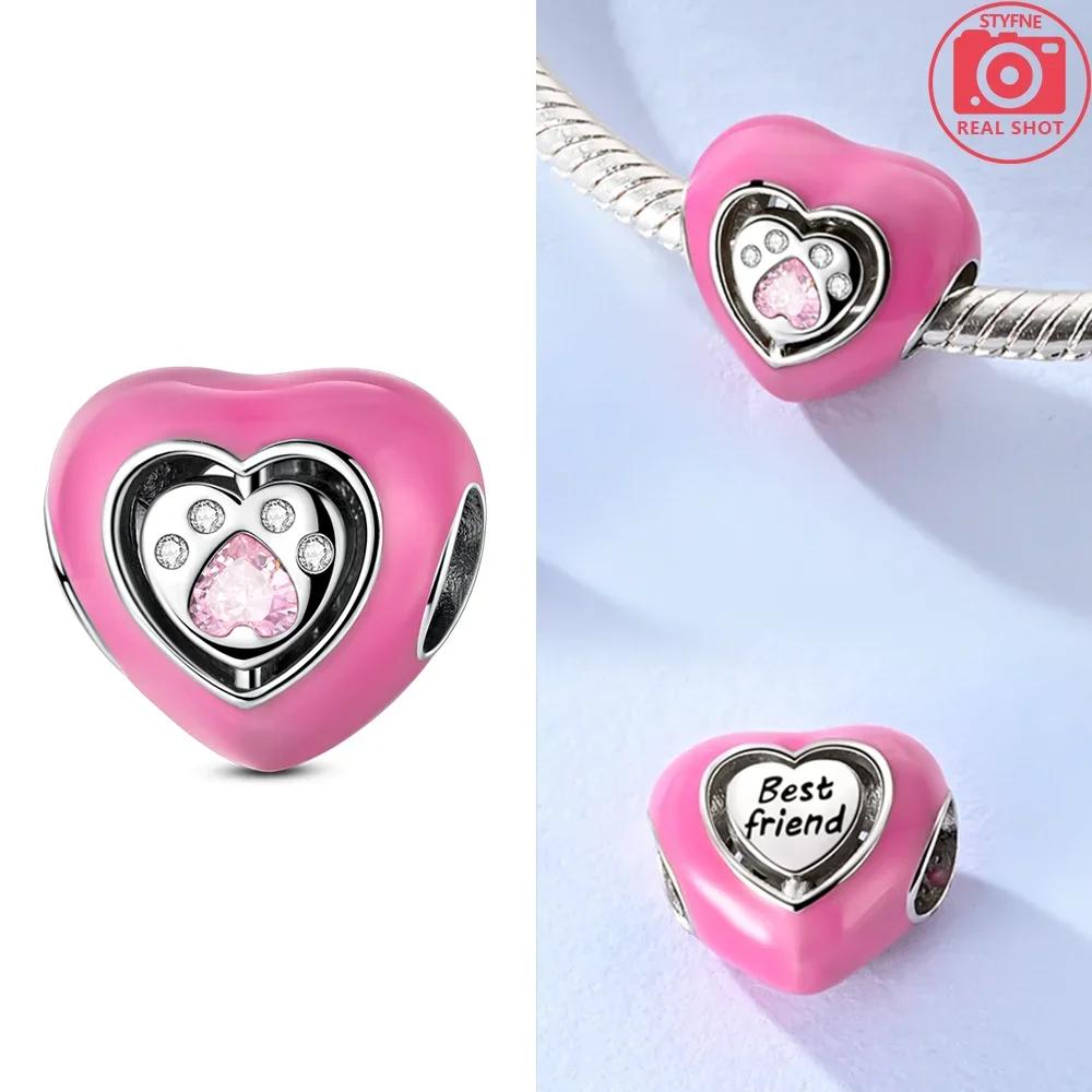 Original Butterfly Red Crab Crayfish Heart Blue Zircon Charm Beads Fit Braceletcopper Women Diy Fine Gift Jewelry Necklace