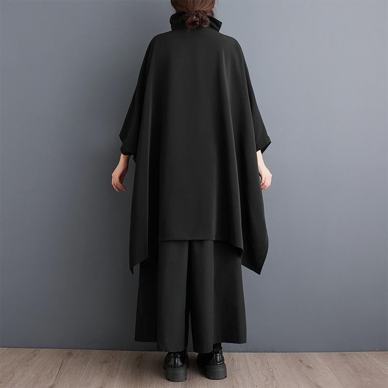 Übergröße, schwarzes Vintage-Kleid, neu bei Damen, lässig, locker, Mini, kurz, Frühling, Herbst