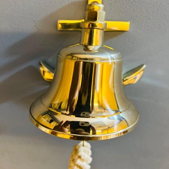 Solid Brass Door Anchor Bell Polish Nautical Maritime Decor 12.7 Cm