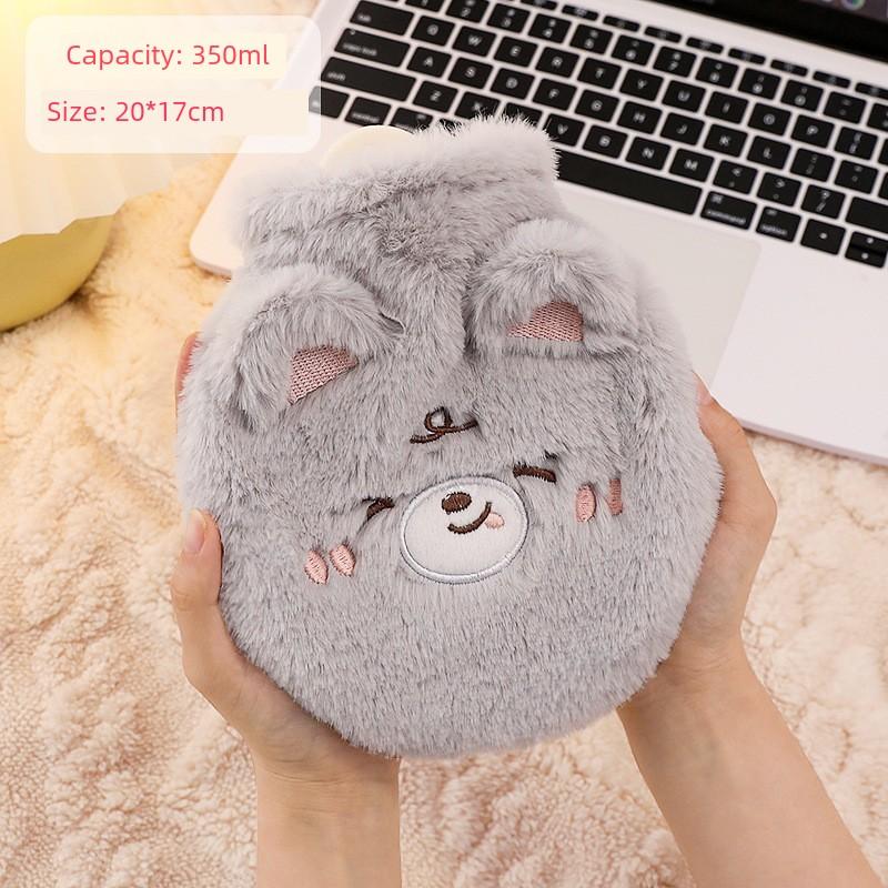 Large Capacity Hot Water Bottle for Female Students, Cute Cartoon Plush Hot Water Bag