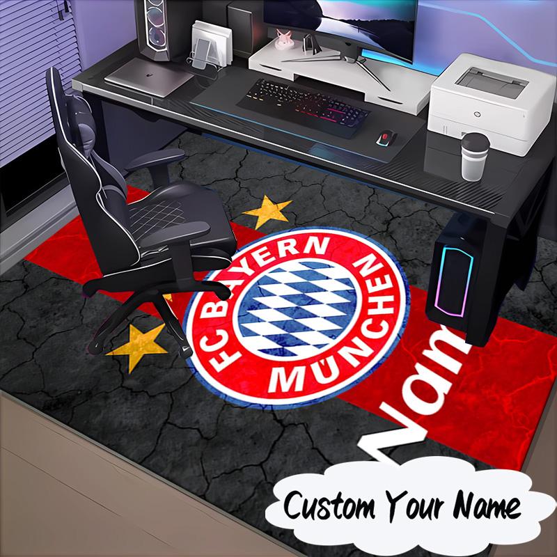 Custom Name Bayern Crest Rug for Living Room, Game Rooms, Office, Bedroom, Floor Mat Playful Design, fan gifts Christmas decor