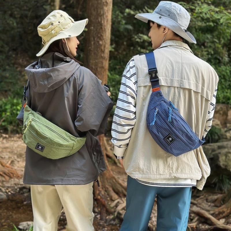 Waterproof Nylon Sling Bag for Unisex Multiple Pockets Outdoor Travel Waist Pack
