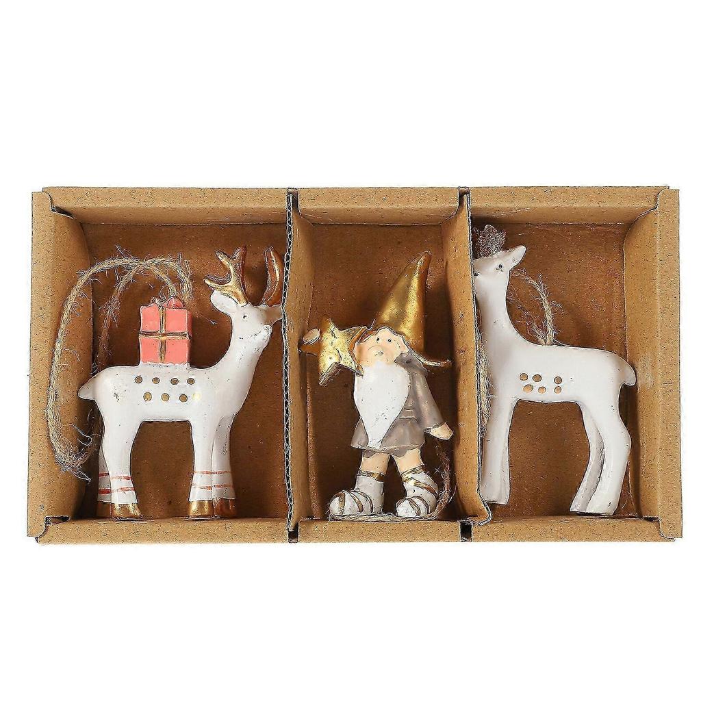1 Set of Christmas Deer and Santa Claus Hanging Pendant Xmas Tree Hanging Ornament 25-26