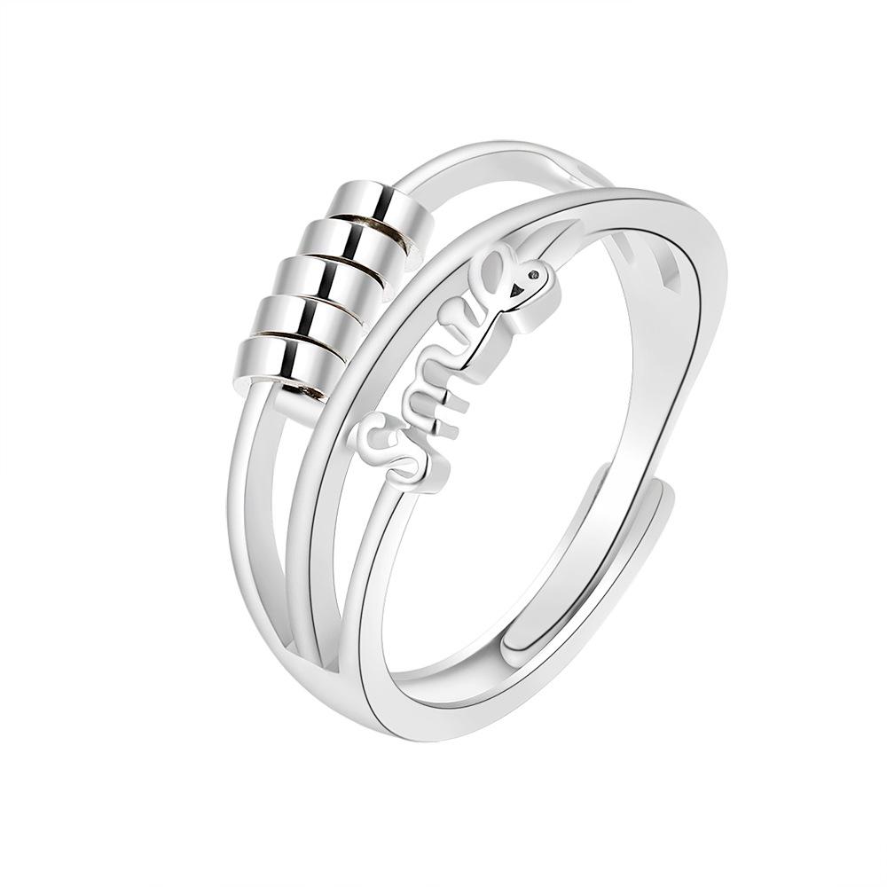 Anti Stress Anxiety Silver Ball Rings 925 Women Men Spinner Fidget Rings Vintage Gold Couple Anillos Jewelry Gift