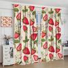 Strawberry Curtains, Vintage Rustic Colorful Bohemian Funny Butterfly Floral Leaves Fruit Seamless Pattern Drapes, Blackout Rod