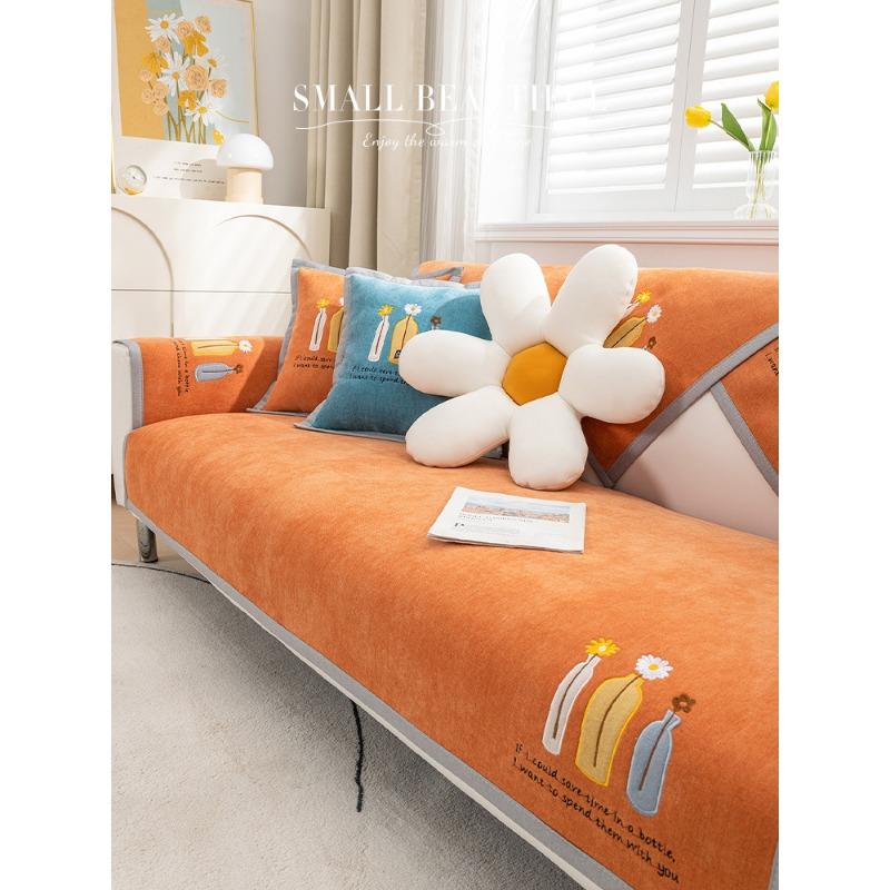 Nordic Simple Sofa Cushion Four Seasons Universal Non-Slip Sofa Cover Chenille High-End Cushion Backrest Towel Cover Cloth