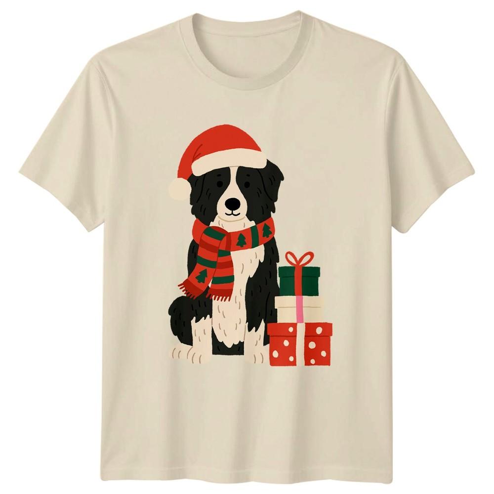 Border Collie Christmas Holiday Dogs Unisexs TShirt Unisexs Graphic Tee