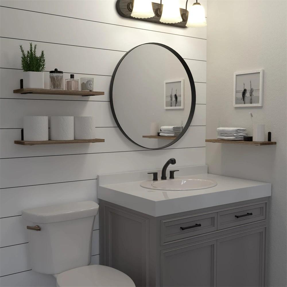 Rustic Wooden Floating Shelves Set of 3pcs  Decor Wall Mounted  Shelves for Bathroom Living Room Bedroom Ecoco Bathroom Shelf